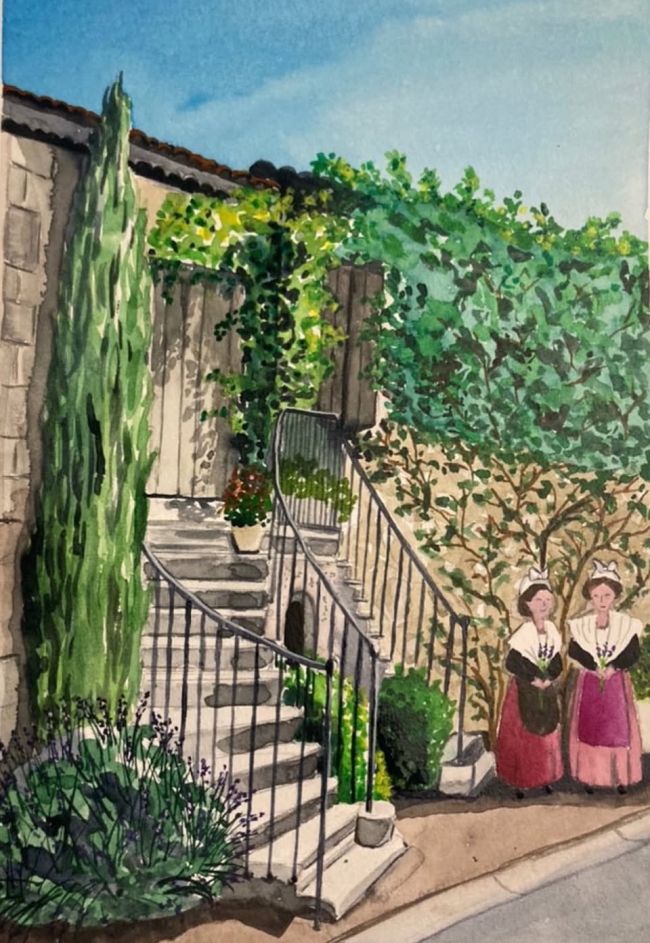 " Maison de village provençal " aquarelle A4