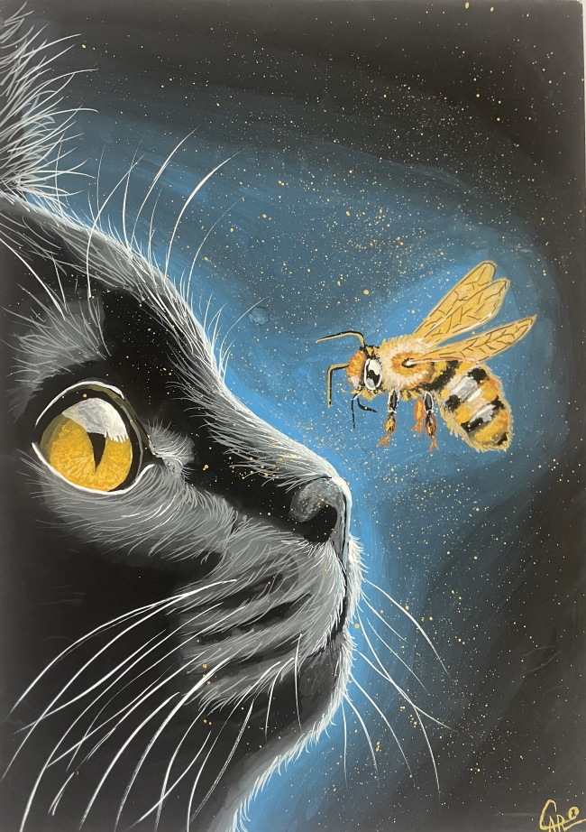 " les yeux dan les yeux " gouache A4